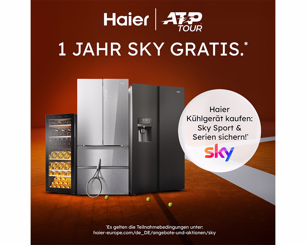 Haier Produkte vor rotem Hintergrund