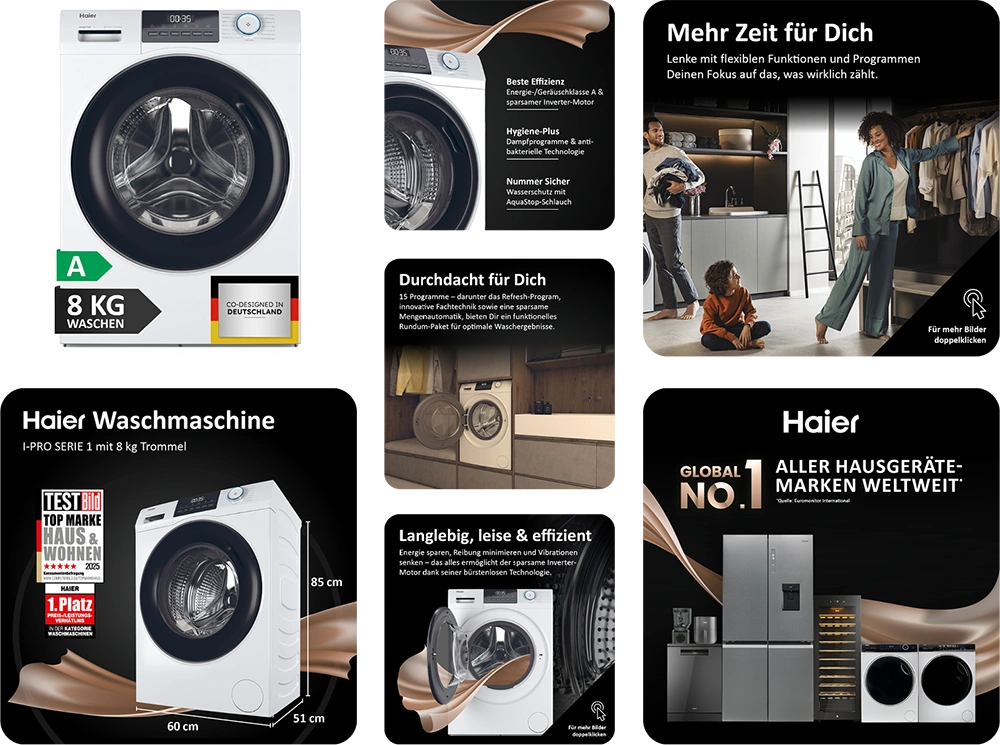 Beispiele von Produktbildern auf Amazon von Haier
