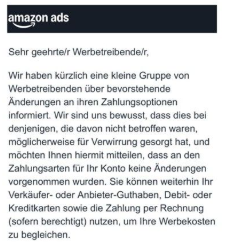Kommunikation zu Amazon Zahlungsoptionen
