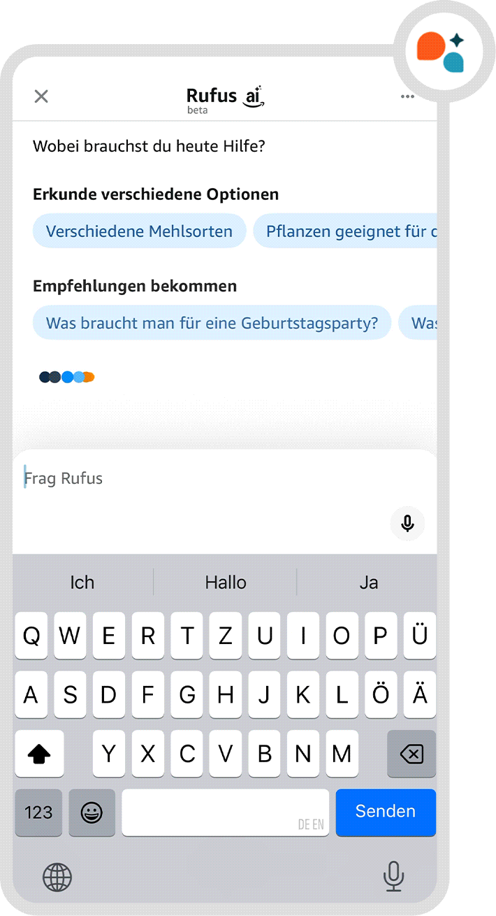 Animation zur Funktion von Rufus auf Amazon
